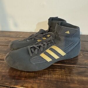 Adidas Men's Black with Gold Stripes Athletic Shoes